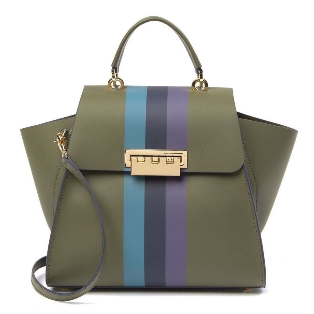 New Zac Posen Eartha large top handle racing stripe crossbody satchel hand bag